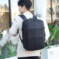 Sac à dos pour ordinateur portable extensible en tissu 1680D de 17,6 pouces avec port de charge USB pour les voyages d'affaires, les trajets domicile-travail, le travail de bureau, sac à dos de jour