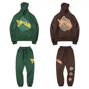 Fashion Mens Sweatpants And Hoodie Set Puff Printing Logo Craft 100% Cotton French Terry Tracksuits