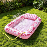 Piscine gonflable en PVC pour bronzage, transat flottant pulvérisateur d'eau, parc aquatique gonflable pour bain de soleil extérieur avec oreiller, cadeau