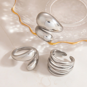European Style Silver Stainless Steel <b>Ring</b> Teardrop Shape Unisex Jewelry Gift High End Color Retaining Fashion <b>Rings</b> - Product Image 1
