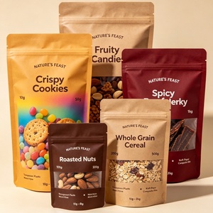 <b>Biodegradable</b> Custom Printed Kraft <b>Paper</b> PLA Lined Flat Bottom Stand up Pouch for Organic Nuts Food Packaging Bag with Window - Product Image 6