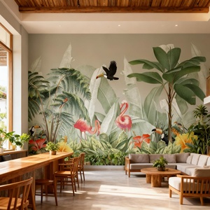 <span class=keywords><strong>Carta</strong></span> <span class=keywords><strong>da</strong></span> <span class=keywords><strong>Parati</strong></span> Personalizzabile con Motivi di Paradiso Tropicale, <span class=keywords><strong>Fenicotteri</strong></span>, Tucani e Giungla Lussureggiante per Sala <span class=keywords><strong>da</strong></span> Pranzo e Soggiorno - Product Image 2
