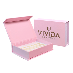 Custom Pink Gold Logo Perfume Glass <b>Bottle</b> Packaging Magnetic Rigid <b>Boxes</b> Sponge Lined Matt Lamination Recycled Materials Mini - Product Image 3