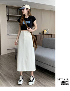 Gonna lunga in Denim 2023 da <span class=keywords><strong>donna</strong></span> gonna Casual abito a matita sottile stile semplice vita alta gonne con tasche <span class=keywords><strong>Jeans</strong></span> Midi - Product Image 2