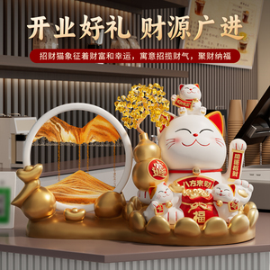 Figurine de chat porte-bonheur 3D à sable mouvant, chat de la fortune électrique à patte mobile, ornement de dessin animé, cadeau d'ouverture de boutique/bureau - Product Image 5
