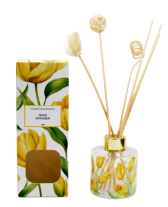 Yellow Tulip <b>Reed</b> <b>Diffuser</b> Set - 120ml Smokeless Home Fragrance, Long Lasting Scent for Bedroom Living Room, Floral Home Decor - Product Image 1