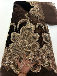 Tessuto in Pizzo NI.AI con Perline e Paillettes, Rete in Velluto Nigeriano <span class=keywords><strong>per</strong></span> <span class=keywords><strong>Abiti</strong></span> <span class=keywords><strong>da</strong></span> Cerimonia e Matrimonio - Product Image 6