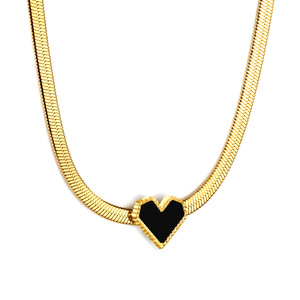 Collar con Colgante de Corazón de Diamantes, Cadena de Oro, Unisex, Uso Diario, Diseño Geométrico, Tema de Amor, Joyería de Acero Inoxidable - Product Image 5