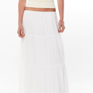 Runwaylover R489 <strong>White</strong> Long Cake <strong>Maxi</strong> <strong>Skirt</strong> - Product Image 3