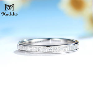Anillo de oro rosa de 10K Kuololit HK 585 personalizado para mujer con diamante de laboratorio y moissanita, anillo de eternidad a juego. - Product Image 2