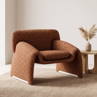 Fauteuil d'appoint design en tissu texturé, fauteuil simple avec accoudoirs intégrés courbes, fauteuil de salon moderne pour la détente