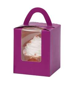 โลโก้ที่กำหนดเองสูง<span class=keywords><strong>2</strong></span> <span class=keywords><strong>2</strong></span>.5นิ้วพลาสติกใสคัพเค้กกล่องคัพเค้กสีม่วงกล่องที่มีหน้าต่างใส่และจัดการ - Product Image 1