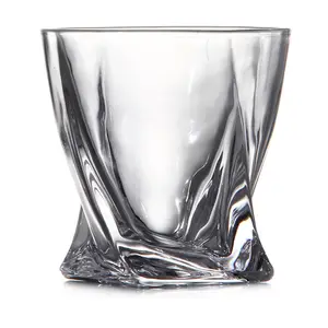 Hot selling Vintage Old-fashioned Twisted Design Glass Water Cups For Drinking whisky beer wine