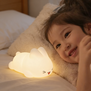 어린이를위한 토끼 LED 야간 조명 부드러운 실리콘 토끼 침대 옆 램프 충전식 터치 컨트롤 어린이 선물 장식 - Product Image 3