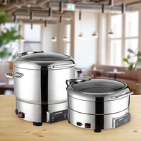 Chauffe-Plat Rond Hydraulique Électrique Numérique avec Couvercle en Verre – Équipement de Luxe pour Buffets d'Hôtel, Traiteurs et Mariages