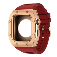 Cadre de boîtier de montre en acier inoxydable avec boucle à ardillon intégrée Trendybay, bracelet de montre en silicone respirant pour Apple 44 mm 45 mm