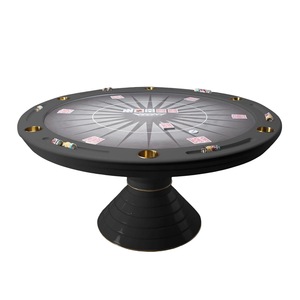 Mesa de Póker Texas Hold'em Redonda de Madera Sólida Moderna y de Alta Gama, Mesa de Cartas Creativa para Entretenimiento y Ocio en Villas y Clubs - Product Image 4