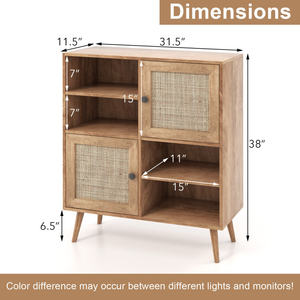 DB Rattan Kitchen <b>Cabinets</b> Elegant <b>Buffet</b> <b>Cabinet</b> with 2 Doors and 2 Cubbies - Product Image 3