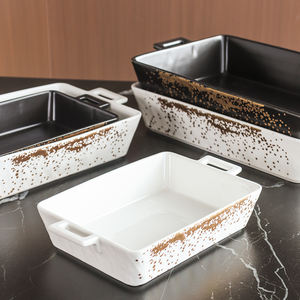 Plats à four rectangulaires en céramique et <span class=keywords><strong>porcelaine</strong></span> blanche nordique Towin, 10/12/14 pouces, écologiques, compatibles lave-vaisselle et micro-ondes - Product Image 1