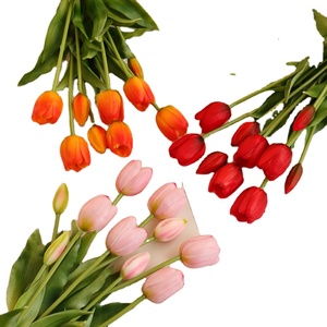 JOY5 Bó Hoa Tulip Silicon Cao Su PE Keo Mềm Tạo Cảm Giác Hoa Giả Tự Làm Để Trang Trí Nhà Cửa Nhà Máy Bán Buôn - Product Image 1