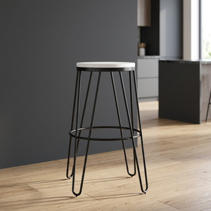 Modern Industrial Eco-Friendly Bar <b>Stool</b> <b>Wooden</b> Metal Frame Counter Height-Home Kitchen Island Hotel Mall Dining - Product Image 4