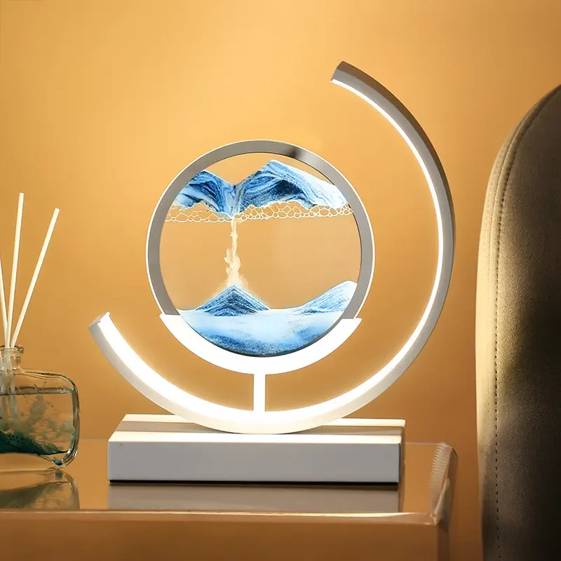 Lampe de Table sablier artisanat sable mouvant 3D paysage naturel veilleuse créative rétro sable fluide image d'art en mouvement