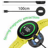 Câble de charge magnétique 4 broches pour montres, port USB-C mâle, 100 cm, charge rapide, fil PVC pour montre connectée SUUNTO Run