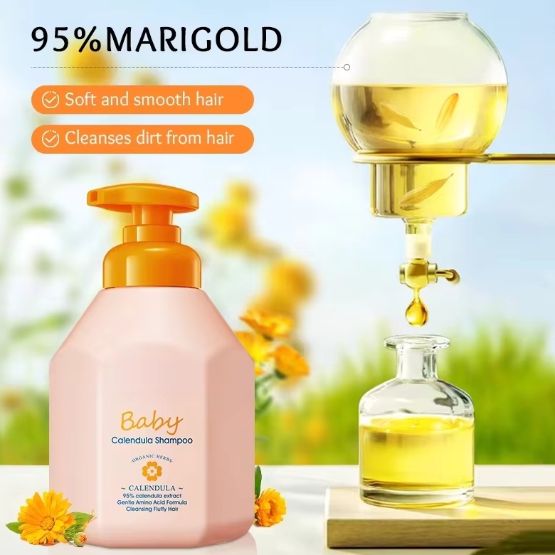 ORANGLES CGBOOM Baby Marigold Amino Acid Shampoo – Gentle Nourishing Fluffy Hair Care Shampoo for Children - high resolution display - Image 2 of 4 | perfect for office | California | Free Shipping ORANGLES