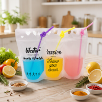 Sacs d'emballage pour boissons avec impression de logo, sacs en plastique pour le stockage de lait, de fruits, de compléments alimentaires, de liquides, poche à boisson avec paille