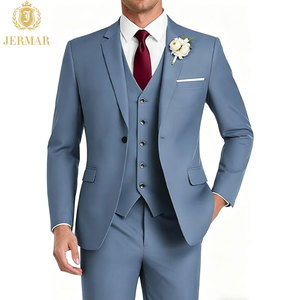 Costume 3 pièces vert menthe pour homme, coupe ajustée, infroissable, indispensable pour les mariages printaniers <span class=keywords><strong>en</strong></span> plein air - Product Image 3