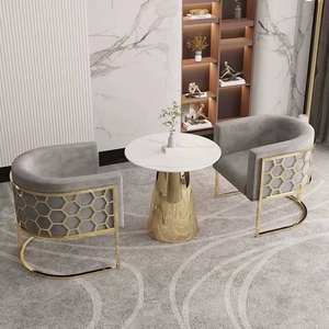 Chaise haute de salle à manger moderne en métal de luxe léger avec dossier, tabouret de bar en titane, parfait pour l'hôtel, la salle de bain, la villa, meubles tendance - Product Image 4