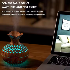 Humidificador de aire de niebla fría de nuevo diseño, difusor de Aroma de aceite esencial portátil, humidificador de aceite Usb de flor de grano de madera de 300ML para el hogar - Product Image 5