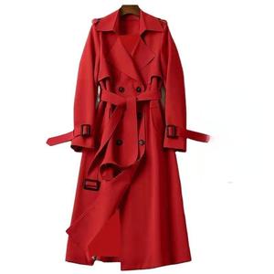 Manteau <span class=keywords><strong>trench</strong></span> long pour <span class=keywords><strong>femme</strong></span> en <span class=keywords><strong>kaki</strong></span> de haute qualité, vente en gros, automne-hiver, surdimensionné, logo personnalisé, double boutonnage - Product Image 3