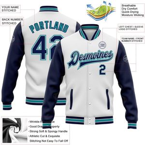 Custom <b>White</b> Baseball Varsity <b>Jacket</b> Personalized Letterman <b>Jacket</b> Stitched Name Number Logo Unisex Adult Autumn Breathable - Product Image 2