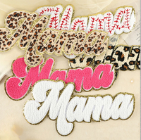 Gros Festival MAMA paillettes lettres grande Chenille broderie chaleur presse fer sur patchs personnalisés pour vêtements vêtements