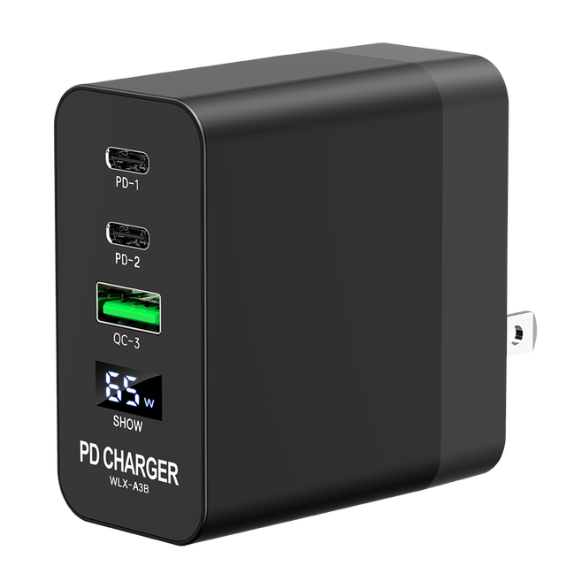 Gan Charger 65W PD Multi-Port Fast Charging GaN Wall Charger for Laptop Tablet and Mobile Phone Fast Charging Type c USB Charger