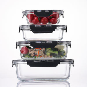 Offre Spéciale Design moderne Récipient de préparation de repas en verre Couvercles Récipients de stockage de garde-manger de cuisine pour le déjeuner Salade de fruits Légumes Plus - Product Image 1