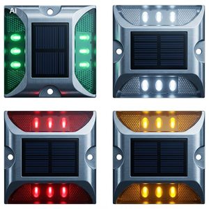 Borne de signalisation routière solaire adhésive en bitume époxy, blanche, avec éclairage LED clignotant d'avertissement, indice de protection IP68, pour zones résidentielles et scolaires - Product Image 3