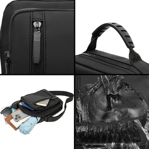 Large-capacity Outdoor Casual Shoulder Bag Small Square Business Travel High-end Zipper Closure <strong>Handbag</strong> Men's Polyester - Product Image 2