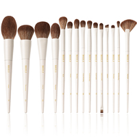 BEILI - Juego de 15 Brochas de Maquillaje Profesionales con Mango Blanco, Pelo Natural, Brochas Cosméticas para Rostro y Ojos