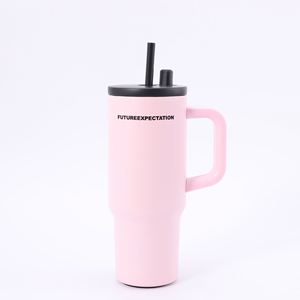 Taza de Viaje de Acero Inoxidable con Doble Aislamiento al Vacío de 710 ml, Vaso para Té, Café y Agua con Asa y Pajita para Camping - Product Image 1