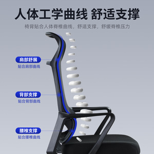 LingTuo Ergonomic Office <b>Chair</b> Black Mesh Backrest Adjustable Height <b>Study</b> Room Computer <b>Chair</b> - Product Image 2