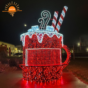<span class=keywords><strong>Mug</strong></span> géant pour chocolat chaud, stand de vente ambulante, décorations de Noël personnalisées, décorations commerciales, motif de tasse à café en 3D, lumière LED extérieure - Product Image 6