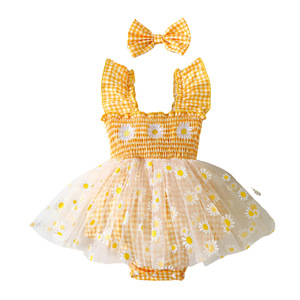 Nuovo Body Estivo per Neonata con Ricamo <span class=keywords><strong>Margherita</strong></span> e Chiusura a Bottoni Nascosti - Product Image 1