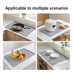 2 in 1 Silicone Coffee Maker <b>Bar</b> <b>Mat</b> with Raised Edge Espresso Machine Pad Dish Drying <b>Mat</b> Table Usage Countertops Accessory - Product Image 4