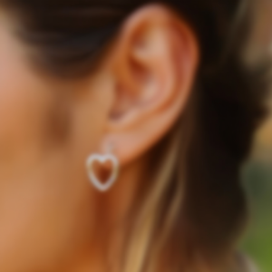 E2839 Orecchini a cuore in oro bianco per donna, regalo, gioielli alla moda - Product Image 2