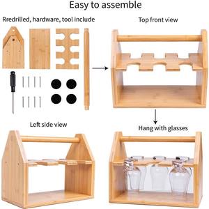 Porte-verre à whisky Rack Caddy en bambou Compatible <span class=keywords><strong>Glencairn</strong></span> Verres à whisky Verres à whisky en cristal, Verres à bourbon - Product Image 5