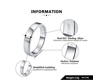 Wholesale 925 Sterling <strong>Silver</strong> 4mm Trendy Eternity <strong>Band</strong> <strong>Ring</strong> Wedding Engagement Anniversary Party Jewelry for Women and Men - Product Image 3