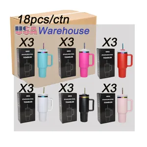 USA Warehouse dorp expédition arc-en-ciel coloré placage ionique en acier inoxydable 40oz gobelet de voyage isolé avec poignée et couvercle