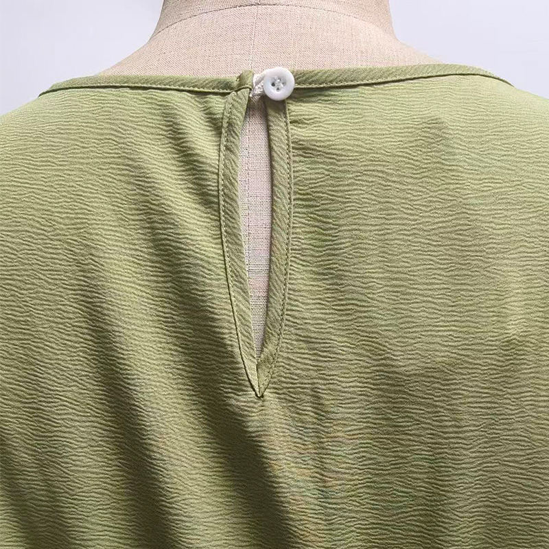 Sage Green Midi Dress Women Ruffled Hem Flutter Sleeve Elastic Waist A ...